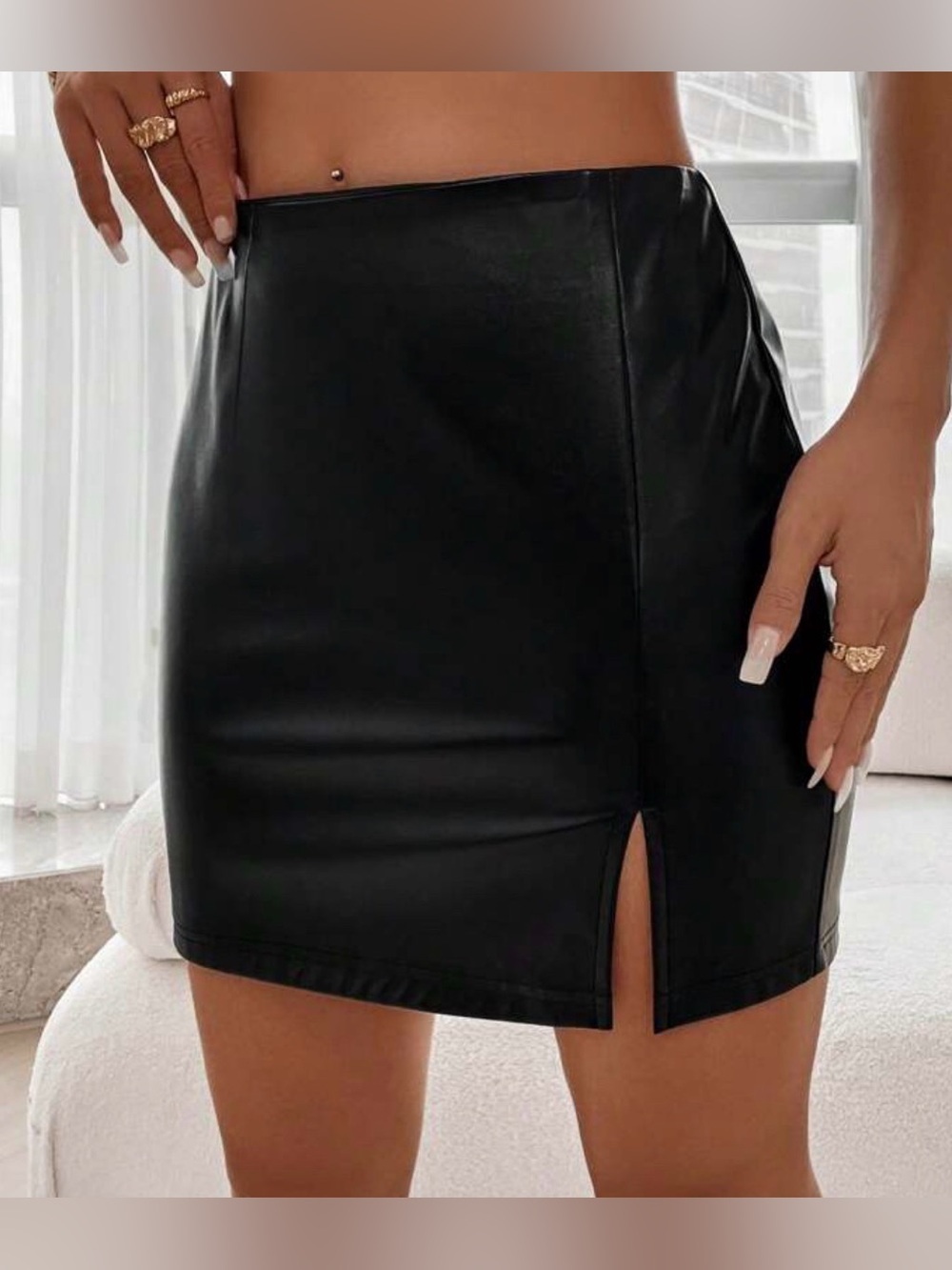 Classic Black Faux Leather Mini Skirt